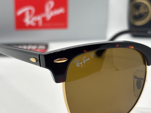 Rayban zonnebril clubmaster tortoise - brown polarized - afbeelding 3 van  7
