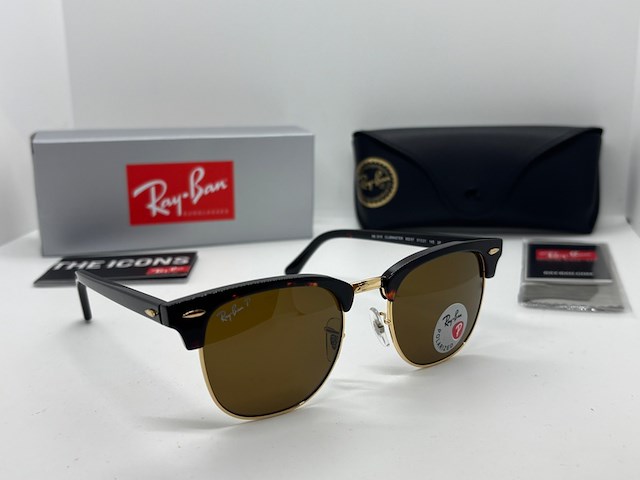 Rayban zonnebril clubmaster tortoise brown polarized - afbeelding 2 van  7