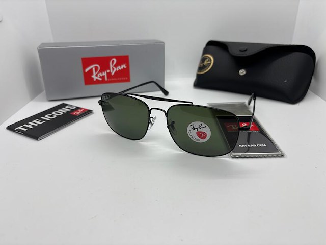 Rayban zonnebril colonel black - green polarized - afbeelding 4 van  11