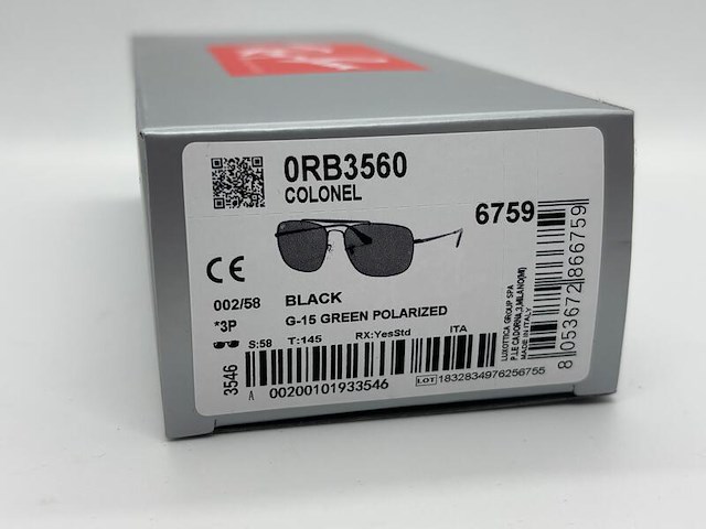 Rayban zonnebril colonel black green polarized - afbeelding 8 van  8
