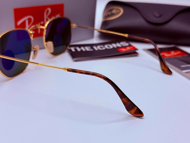 Rayban zonnebril hexagonal arista green polarized - afbeelding 7 van  9