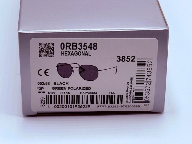 Rayban zonnebril hexagonal black green polarized - afbeelding 6 van  7