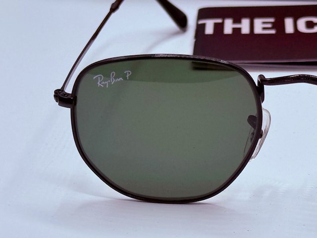 Rayban zonnebril hexagonal black green polarized - afbeelding 3 van  7