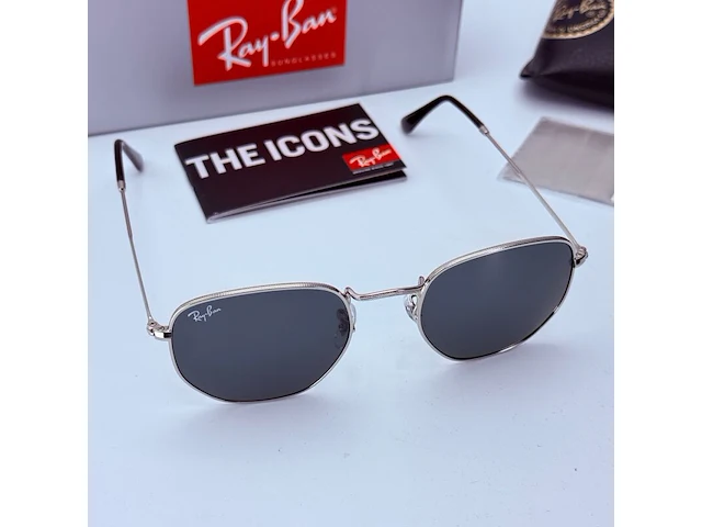 Rayban zonnebril hexagonal silver grey - afbeelding 1 van  8