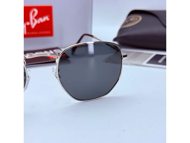 Rayban zonnebril hexagonal silver grey - afbeelding 4 van  8