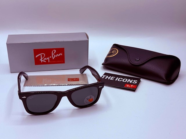 Rayban zonnebril wayfarer black grey polarized - afbeelding 7 van  7