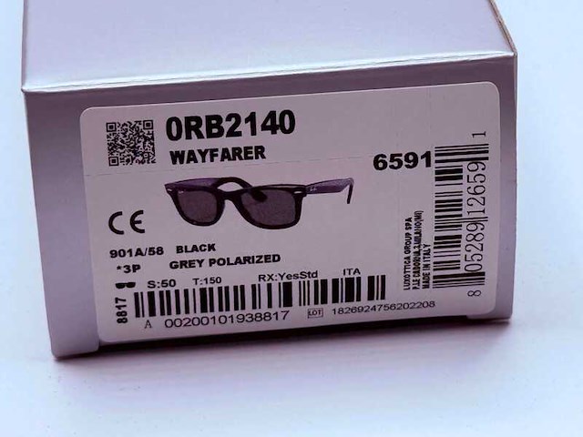 Rayban zonnebril wayfarer black grey polarized - afbeelding 7 van  7