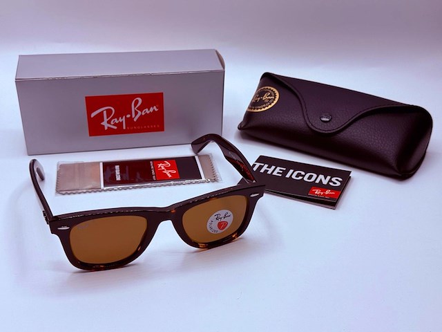 Rayban zonnebril wayfarer tortoise brown polarized - afbeelding 1 van  6