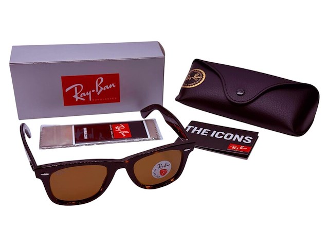 Rayban zonnebril wayfarer tortoise brown polarized - afbeelding 1 van  6