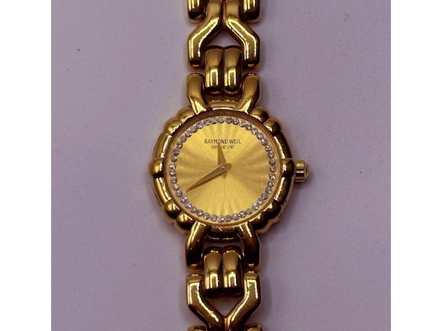 Raymond weil 3747 18kt goud ep dameshorloge met steentjes - afbeelding 1 van  8