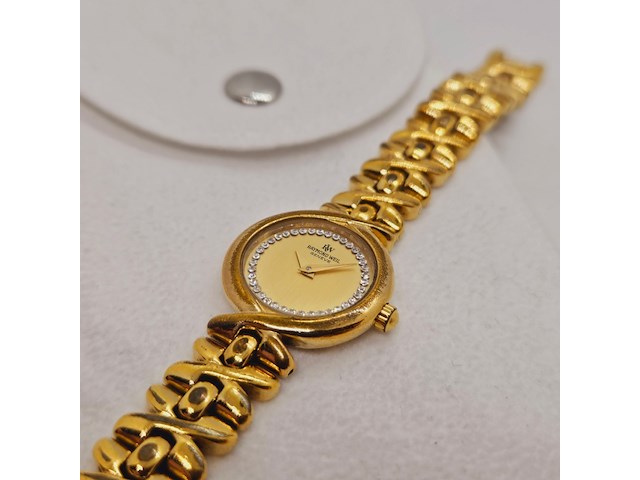 Raymond weil 9827 goldplated dameshorloge met steentjes - afbeelding 5 van  5