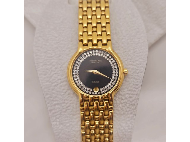 Raymond weil fidélio 18kt ep horloge met steentjes - afbeelding 1 van  6