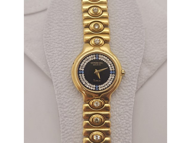 Raymond weil tosca 18kt ep horloge met steentjes - afbeelding 1 van  6