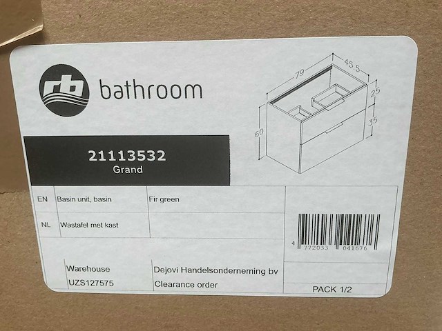 Rb bathroom grand badmeubel green 80cm - afbeelding 6 van  7