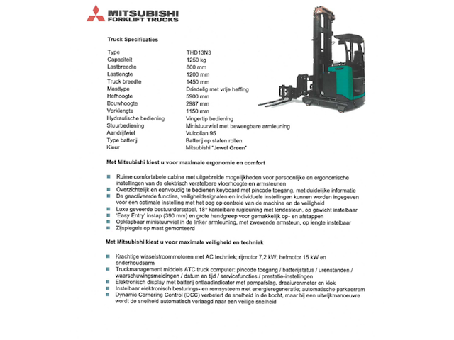 Reachtruck met gangpad geleiding, mitsubishi, thd13n3, 2022 - afbeelding 35 van  35