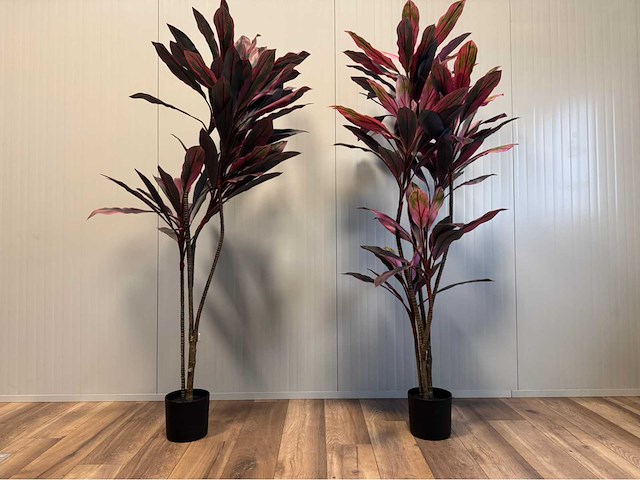 Real touch dracaena green red kunstplant (2x) - afbeelding 3 van  4