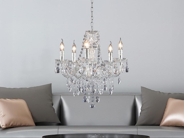 Reality luester kroonluchter chroom excl. 5x e14 - afbeelding 1 van  4