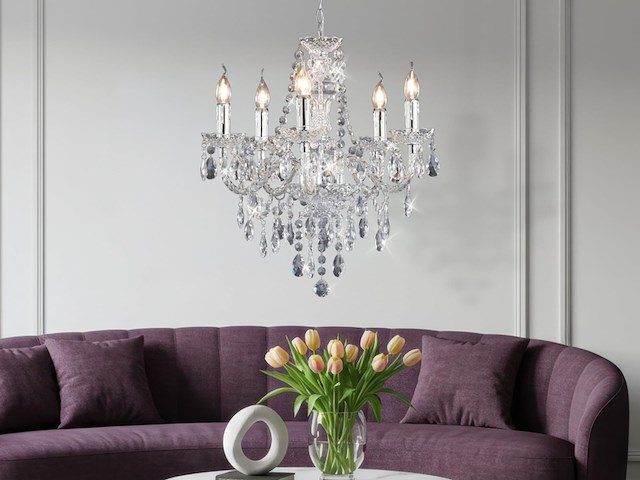 Reality luester kroonluchter chroom excl. 5x e14 - afbeelding 2 van  4