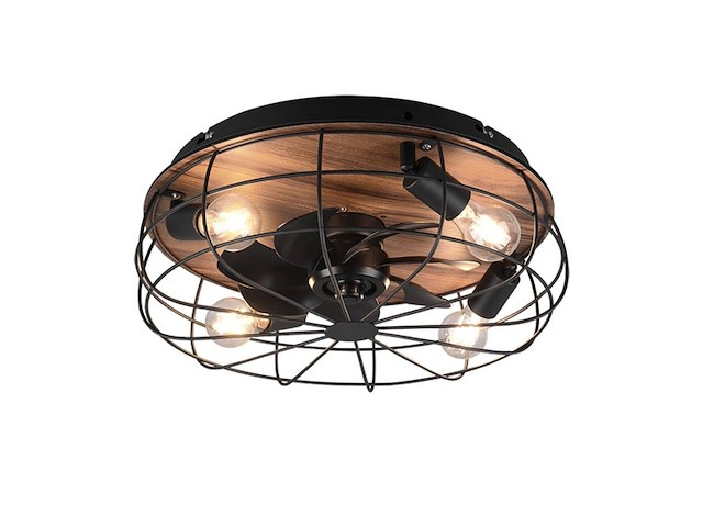 Reality trondheim plafondventilator 4x e27 10w zwart / hout - afbeelding 1 van  4