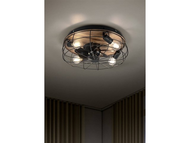 Reality trondheim plafondventilator 4x e27 10w zwart / hout - afbeelding 2 van  4