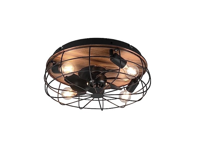 Reality trondheim plafondventilator 4x e27 10w zwart / hout - afbeelding 2 van  4