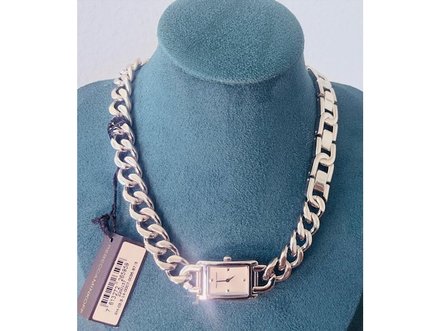 Rebecca minkoff pendant horloge - collier met cc schakels - afbeelding 2 van  7