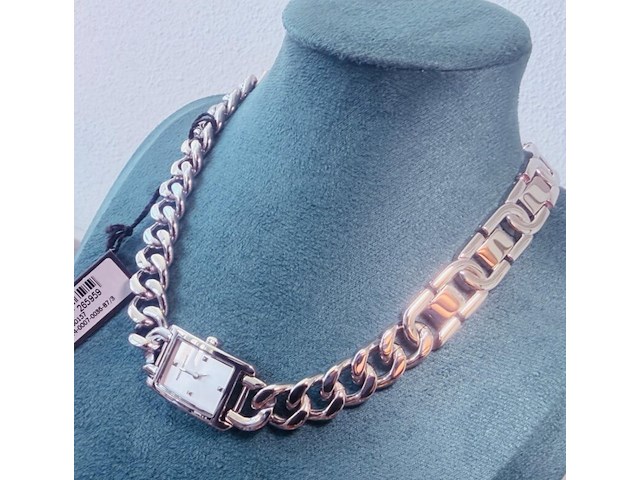 Rebecca minkoff pendant horloge - collier met cc schakels - afbeelding 3 van  7