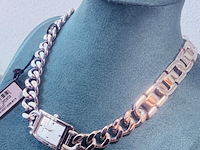 Rebecca minkoff pendant horloge - collier met cc schakels - afbeelding 3 van  7