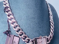 Rebecca minkoff pendant horloge - collier met cc schakels - afbeelding 4 van  7