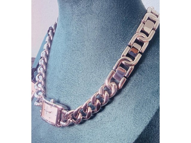 Rebecca minkoff pendant horloge - collier met cc schakels - afbeelding 5 van  7