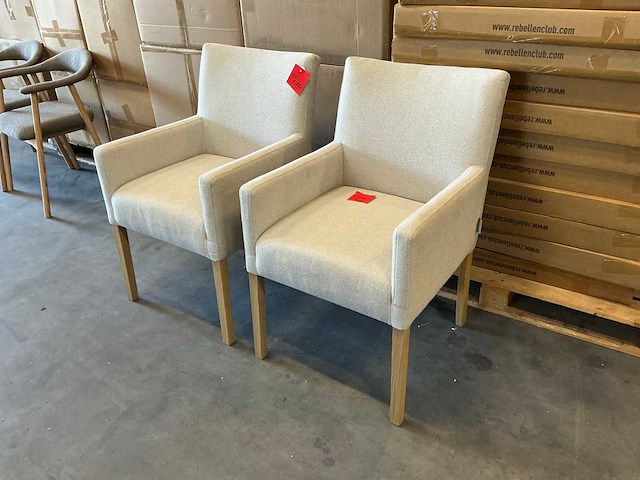 Rebellenclub eetkamerstoelen met armleuning zithoogte 50cm (2x) - afbeelding 1 van  4