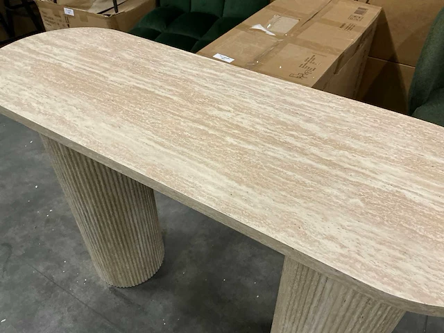 Rebellenclub junon side table travertin 120x40xh80cm - afbeelding 1 van  4