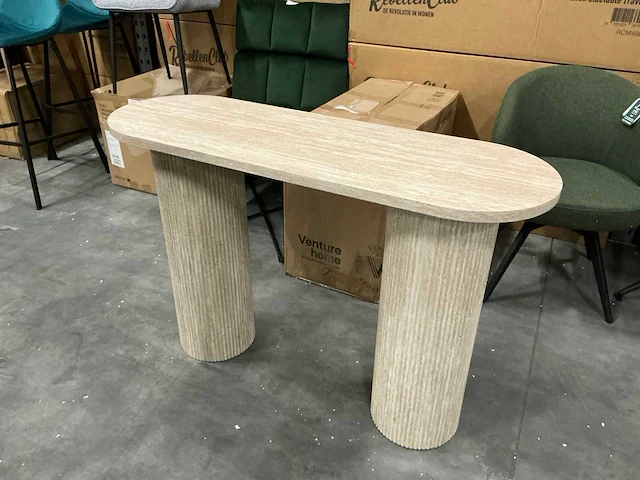 Rebellenclub junon side table travertin 120x40xh80cm - afbeelding 1 van  2