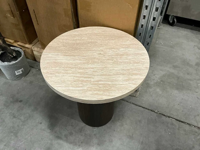 Rebellenclub kaloria salontafel mokka/travertin d50xh50cm - afbeelding 2 van  4