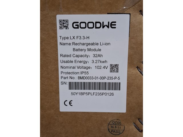 Rechargeable li-ion batterij module goodwe, lxf3.3-h - afbeelding 3 van  4