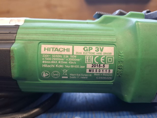 Rechte slijper hitachi, gp3v, bouwjaar 2015 - afbeelding 4 van  4