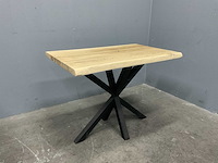 Rechthoek eiken eetkamertafel 100 cm met onderstel spin - afbeelding 1 van  3