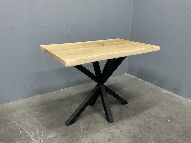 Rechthoek eiken eetkamertafel 100x67x76 cm met onderstel spin - afbeelding 1 van  3