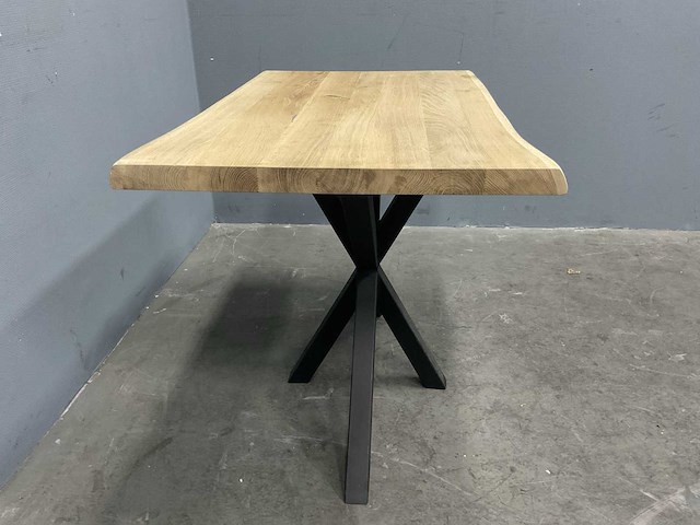 Rechthoek eiken eetkamertafel 100x67x76 cm met onderstel spin - afbeelding 2 van  3