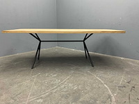 Rechthoek eiken eetkamertafel 220 cm met onderstel - afbeelding 2 van  4