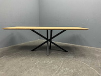 Rechthoek eiken eetkamertafel 220x100x76 cm met onderstel spider - afbeelding 2 van  4