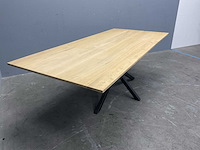 Rechthoek eiken eetkamertafel 220x100x76 cm met onderstel spider - afbeelding 4 van  4