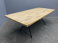 Rechthoek eiken eetkamertafel 220x100x76 cm met onderstel - afbeelding 4 van  4