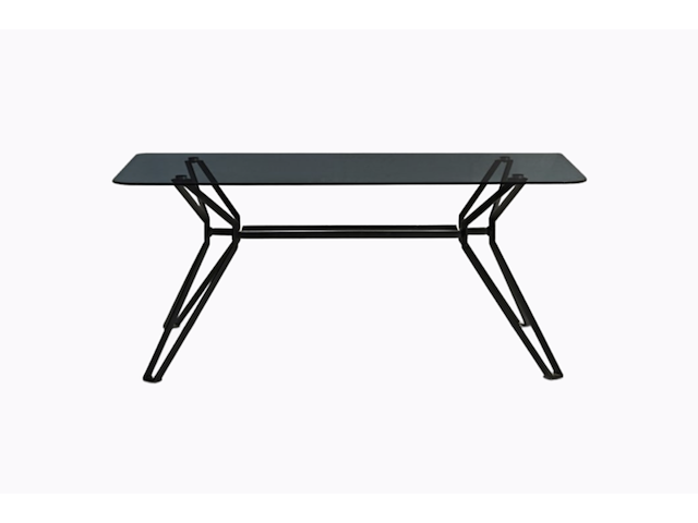 Rechthoekige, glazen eettafel polspotten - afbeelding 1 van  6