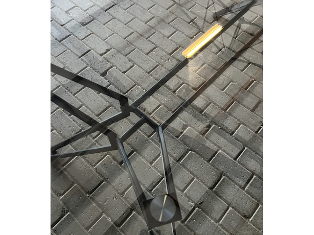 Rechthoekige, glazen eettafel polspotten - afbeelding 5 van  6