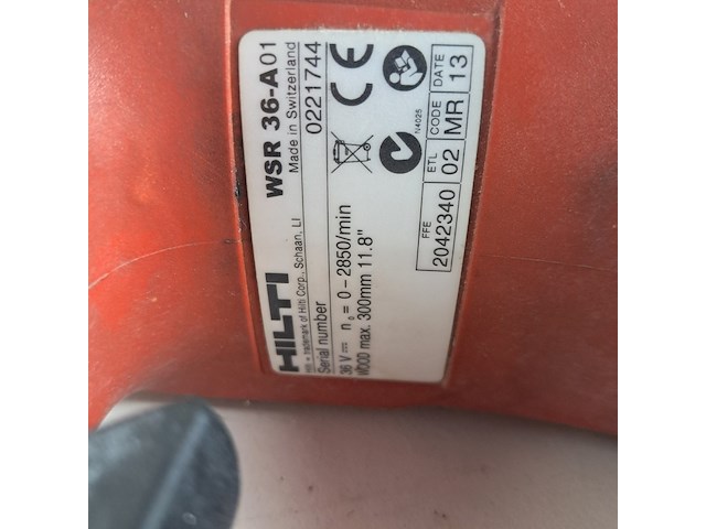 Reciprozaagmachine, accu 36v hilti, wsr 36-a, bouwjaar 2014 - afbeelding 20 van  22