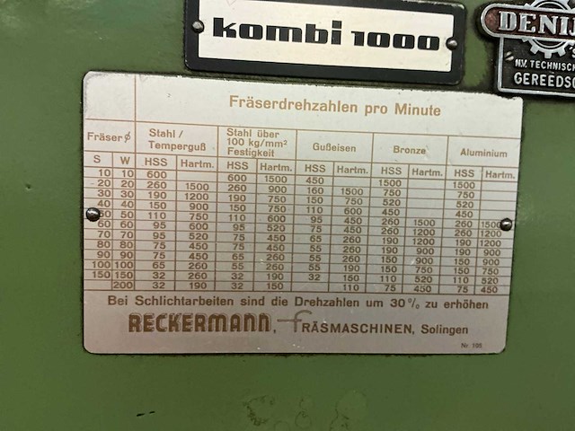 Reckermann kombi 1000 universele freesmachine - afbeelding 2 van  13