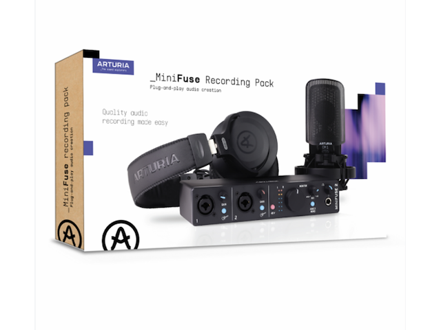 Recording pack - audio interface set - condensatormicrofoon - hoofdtelefoon - arturia, minifuse pack, zwart - afbeelding 1 van  1