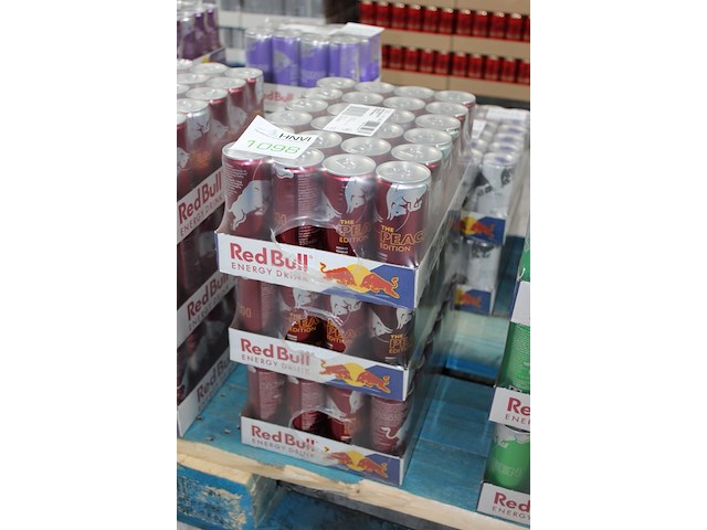 Red bull peach edition 72 blikken. tht 1-26. bod is inclusief 10,80 euro statiegeldwaarde - afbeelding 2 van  2