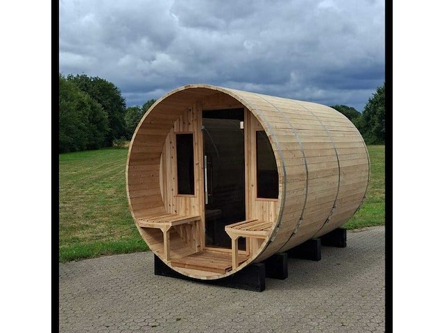 Red canadian cedar barrel sauna (6 personen) - afbeelding 15 van  21